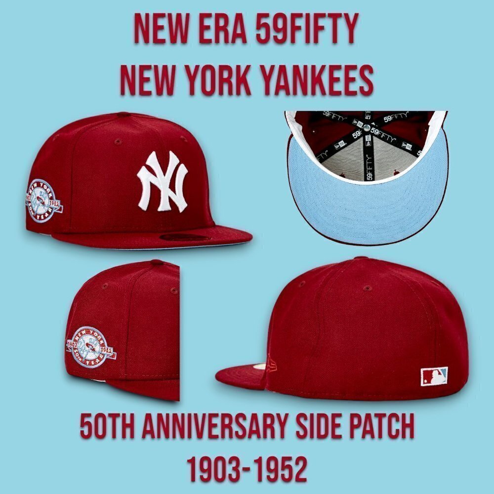 New Era New York Yankees 59FIFTY Fitted Hat 50TH Anniversary 1903-52 Patch 7 3/4